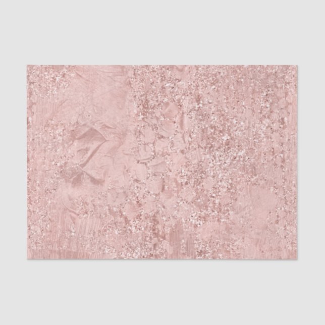 Pink Rose Gold Glass Glitter Delicate White Girly Tissue Paper (Front)