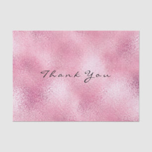Pink Rose Gold Glass  Metallic Thank You Name Tissue Paper