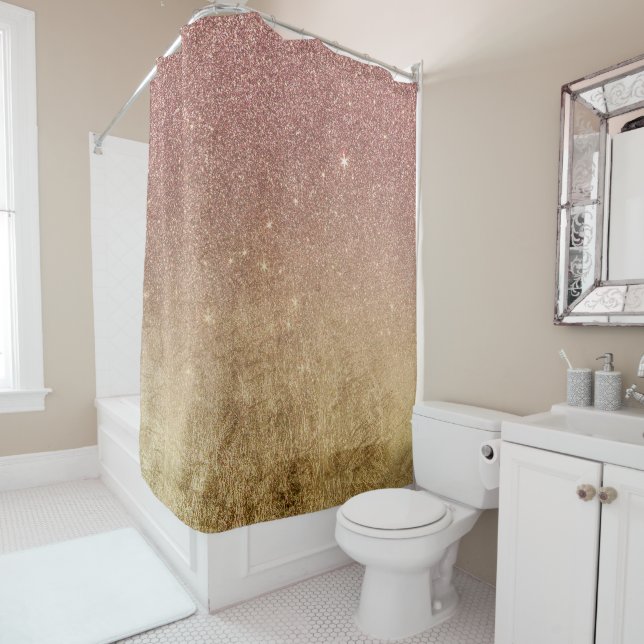 Pink Rose Gold Glitter and Gold Foil Mesh (In Situ)