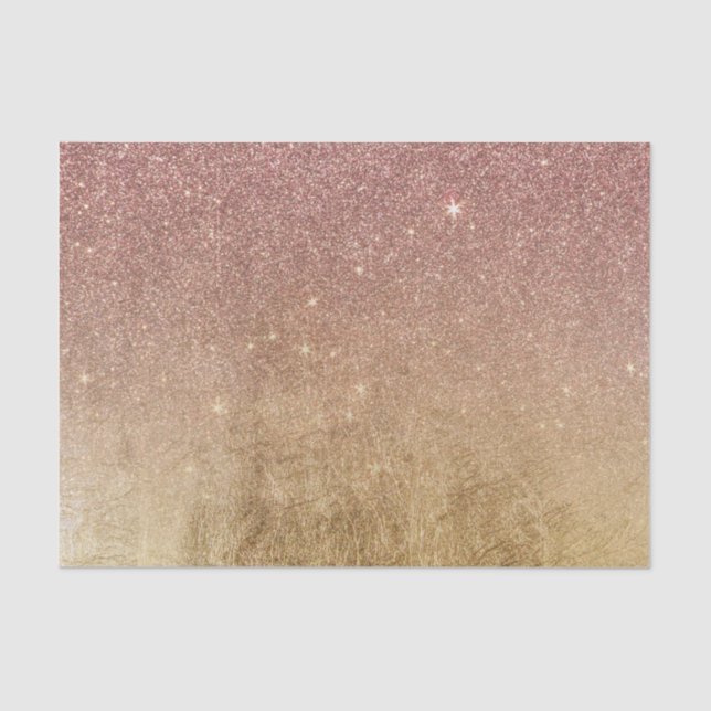 Pink Rose Gold Glitter and Gold Foil Mesh Tissue Paper (Front)