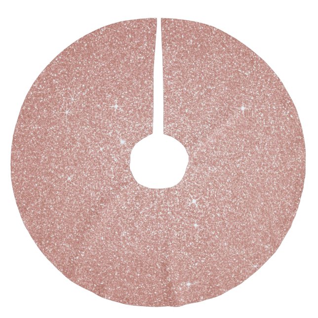 Pink Rose Gold Glitter and Sparkle Girly Brushed Polyester Tree Skirt (Front)