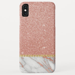 Pink Rose Gold Glitter and Sparkle Marble iPhone XS Max Case