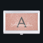Pink Rose Gold Glitter and Sparkle Monogram Business Card Holder<br><div class="desc">Pink Rose Gold and Charcoal Grey (grey) Faux Glitter and Sparkle Elegant Monogram Business Card Holder is perfect for a Microblading,  Nail Salon,  Skin Care,  Eyelash Extension or Hair and Make Up Beauty Salon Business. This Business Card Holder can be customized to include your initial and first name.</div>