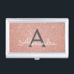 Pink Rose Gold Glitter and Sparkle Monogram Business Card Holder<br><div class="desc">Pink Rose Gold and Charcoal Grey (grey) Faux Glitter and Sparkle Elegant Monogram Business Card Holder is perfect for a Microblading,  Nail Salon,  Skin Care,  Eyelash Extension or Hair and Make Up Beauty Salon Business. This Business Card Holder can be customized to include your initial and first name.</div>