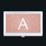 Pink Rose Gold Glitter and Sparkle Monogram Business Card Holder<br><div class="desc">Pink Rose Gold Faux Glitter and Sparkle Elegant Monogram Business Card Holder for beauty professional such as a Skin Care, Microblading, Eyelash Extensions, Hair or Makeup Beauty Salon Manager or Employee. This Business Card Holder can be customized to include your initial and first name and makes a great birthday or...</div>