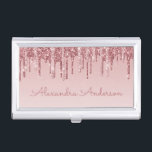 Pink Rose Gold Glitter and Sparkle Monogram Business Card Holder<br><div class="desc">Pink Rose Gold Faux Dripping Glitter and Sparkle Elegant Girly Business Card Holder. This Business Card Holder can be customized to include your first and last name.</div>