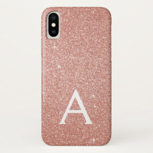 Pink Rose Gold Glitter and Sparkle Monogram Case-Mate iPhone Case