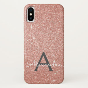 Pink Rose Gold Glitter and Sparkle Monogram Case-Mate iPhone Case
