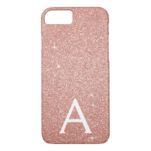 Pink Rose Gold Glitter and Sparkle Monogram Case-Mate iPhone Case