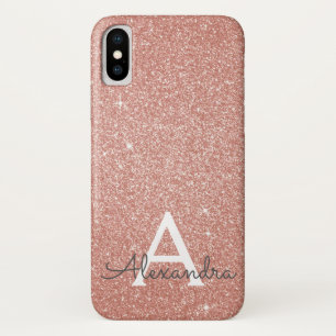 Pink Rose Gold Glitter and Sparkle Monogram Case-Mate iPhone Case