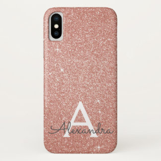Pink Rose Gold Glitter and Sparkle Monogram Case-Mate iPhone Case