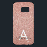Pink Rose Gold Glitter and Sparkle Monogram Samsung Galaxy S7 Case<br><div class="desc">Pink Rose Gold Faux Glitter and Sparkle Elegant Monogram Case. This case can be customized to include your initial and first name.</div>