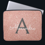 Pink Rose Gold Glitter and Sparkle Monogram Laptop Sleeve<br><div class="desc">Pink Rose Gold  and Charcoal Grey (Grey) Faux Glitter and Sparkle Elegant Monogram Case. This case can be customized to include your initial and first name.</div>