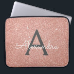 Pink Rose Gold Glitter and Sparkle Monogram Laptop Sleeve<br><div class="desc">Pink Rose Gold  and Charcoal Grey (Grey) Faux Glitter and Sparkle Elegant Monogram Case. This case can be customized to include your initial and first name.</div>
