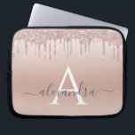 Pink Rose Gold Glitter and Sparkle Monogram Laptop Sleeve<br><div class="desc">Pink Rose Gold Faux Glitter and Sparkle Elegant Monogram Case. This case can be customized to include your initial and first name.</div>