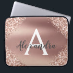 Pink Rose Gold Glitter and Sparkle Monogram Laptop Sleeve<br><div class="desc">Pink Rose Gold Faux Glitter and Sparkle Metallic Foil Elegant Monogram Case. This case can be customized to include your initial and first name.</div>