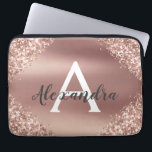 Pink Rose Gold Glitter and Sparkle Monogram Laptop Sleeve<br><div class="desc">Pink Rose Gold Faux Glitter and Sparkle Metallic Foil Elegant Monogram Case. This case can be customized to include your initial and first name.</div>