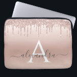 Pink Rose Gold Glitter and Sparkle Monogram Laptop Sleeve<br><div class="desc">Pink Rose Gold Faux Glitter and Sparkle Elegant Monogram Case. This case can be customized to include your initial and first name.</div>