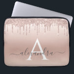 Pink Rose Gold Glitter and Sparkle Monogram Laptop Sleeve<br><div class="desc">Pink Rose Gold Faux Glitter and Sparkle Elegant Monogram Case. This case can be customized to include your initial and first name.</div>