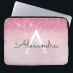 Pink Rose Gold Glitter and Sparkle Monogram Laptop Sleeve<br><div class="desc">Pink Rose Gold Faux Glitter and Sparkle Modern and Elegant Monogram Case. This case can be customized to include your initial and first name.</div>