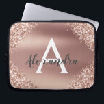 Pink Rose Gold Glitter and Sparkle Monogram Laptop Sleeve<br><div class="desc">Pink Rose Gold Faux Glitter and Sparkle Metallic Foil Elegant Monogram Case. This case can be customized to include your initial and first name.</div>