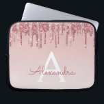 Pink Rose Gold Glitter and Sparkle Monogram Laptop Sleeve<br><div class="desc">Blush Pink - Rose Gold Faux Dripping Glitter and Sparkle Elegant Monogram Laptop Computer Case. This monogrammed case can be customized to include your initial and first name.</div>