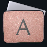 Pink Rose Gold Glitter and Sparkle Monogram Laptop Sleeve<br><div class="desc">Pink Rose Gold  and Charcoal Grey (Grey) Faux Glitter and Sparkle Elegant Monogram Case. This case can be customized to include your initial and first name.</div>
