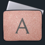 Pink Rose Gold Glitter and Sparkle Monogram Laptop Sleeve<br><div class="desc">Pink Rose Gold  and Charcoal Grey (Grey) Faux Glitter and Sparkle Elegant Monogram Case. This case can be customized to include your initial and first name.</div>