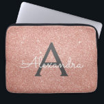 Pink Rose Gold Glitter and Sparkle Monogram Laptop Sleeve<br><div class="desc">Pink Rose Gold  and Charcoal Grey (Grey) Faux Glitter and Sparkle Elegant Monogram Case. This case can be customized to include your initial and first name.</div>