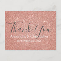Pink Rose Gold Glitter and Sparkle Thank You