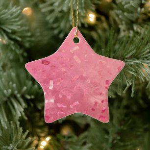 Pink Rose Gold Glitter Christmas Ceramic Ornament