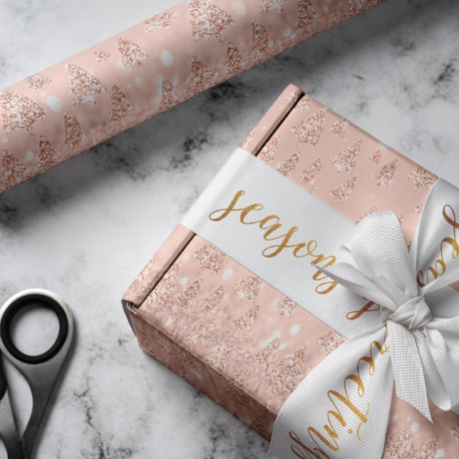 Pink Rose Gold Glitter Christmas Tree Holidays Wrapping Paper (Pink Rose Gold Glitter Christmas Tree Holidays Wrapping Paper)