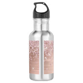 Pink Rose Gold Glitter Diamond Monogram 532 Ml Water Bottle (Back)
