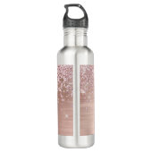 Pink Rose Gold Glitter Diamond Monogram Stainless  710 Ml Water Bottle (Back)