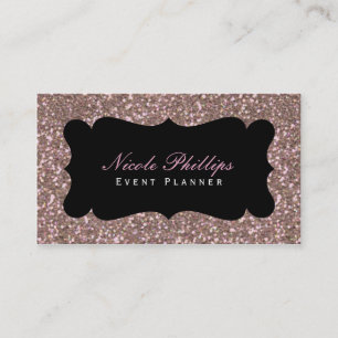 Pink Rose Gold Glitter Glam Chic Business Card