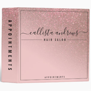 Pink Rose Gold Glitter Gradient Appointment Book Binder