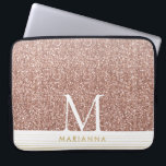 Pink Rose Gold Glitter Modern Monogram Laptop Laptop Sleeve<br><div class="desc">Rose gold faux glitter pink sparkle modern monogram laptop case can be customized with your initial and name or any text. A new minimal design elegant enough for a work computer for your small business too!</div>