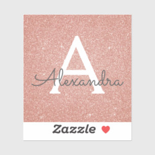 Pink Rose Gold Glitter & Sparkle Monogram