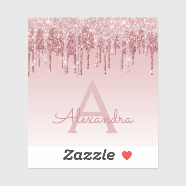 Pink Rose Gold Glitter & Sparkle Monogram (Sheet)