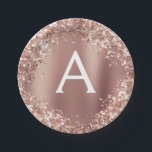 Pink Rose Gold Glitter & Sparkle Monogram Birthday Paper Plate<br><div class="desc">Pink Rose Gold Faux Glitter and Sparkle Metallic Foil Elegant Birthday or Bachelorette Party Plates. These Wedding,  Bridal Shower or Birthday Party Plates can be customized to include your initial and first name. Please contact the designer for customized matching items.</div>