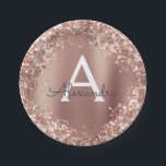 Pink Rose Gold Glitter & Sparkle Monogram Birthday Paper Plate<br><div class="desc">Pink Rose Gold Faux Glitter and Sparkle Metallic Foil Elegant Birthday or Bachelorette Party Plates. These Wedding,  Bridal Shower or Birthday Party Plates can be customized to include your initial and first name. Please contact the designer for customized matching items.</div>