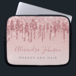 Pink Rose Gold Glitter Sparkle Monogram Laptop Sleeve<br><div class="desc">Blush Pink - Rose Gold Faux Dripping Glitter and Sparkle Elegant Monogram Business Professional Hair and Make Up Beauty Promotional Work Laptop Computer Case or Sleeve. This case can be customized to include your signature script name and job or position title.</div>