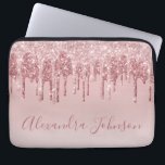 Pink Rose Gold Glitter Sparkle Monogram Laptop Sleeve<br><div class="desc">Blush Pink - Rose Gold Faux Dripping Glitter and Sparkle Elegant Monogram Girly Cute Laptop Computer Case or Sleeve. This case can be customized to include your signature script name.</div>