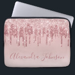 Pink Rose Gold Glitter Sparkle Monogram Laptop Sleeve<br><div class="desc">Blush Pink - Rose Gold Faux Dripping Glitter and Sparkle Elegant Monogram Girly Cute Laptop Computer Case or Sleeve. This case can be customized to include your signature script name.</div>