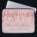 Pink Rose Gold Glitter Sparkle Monogram Laptop Sleeve<br><div class="desc">Blush Pink - Rose Gold Faux Dripping Glitter and Sparkle Elegant Monogram Business Professional Hair and Make Up Beauty Promotional Work Laptop Computer Case or Sleeve. This case can be customized to include your signature script name and job or position title.</div>