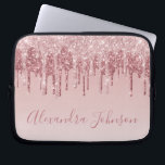 Pink Rose Gold Glitter Sparkle Monogram Laptop Sleeve<br><div class="desc">Blush Pink - Rose Gold Faux Dripping Glitter and Sparkle Elegant Monogram Girly Cute Laptop Computer Case or Sleeve. This case can be customized to include your signature script name.</div>