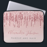 Pink Rose Gold Glitter Sparkle Monogram Laptop Sleeve<br><div class="desc">Blush Pink - Rose Gold Faux Dripping Glitter and Sparkle Elegant Monogram Business Professional Hair and Make Up Beauty Promotional Work Laptop Computer Case or Sleeve. This case can be customized to include your signature script name and job or position title.</div>