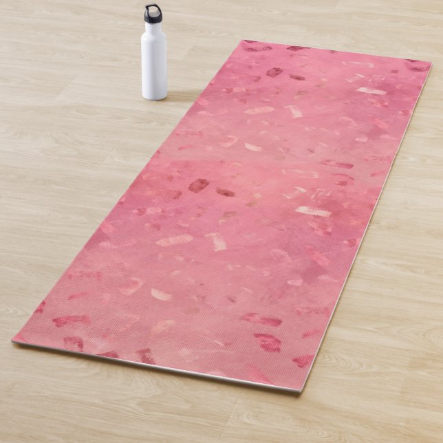 Pink Rose Gold Glitter Texture Yoga Mat (In Situ)