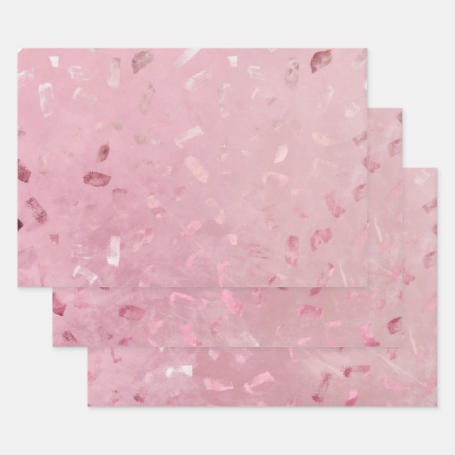 Pink Rose Gold Glitter Wrapping Paper Sheet (Set)