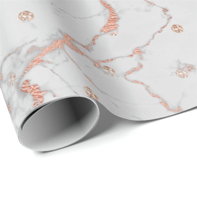 Pink Rose Gold Grey Marble Crystals Swarovski Wrapping Paper (Roll Corner)